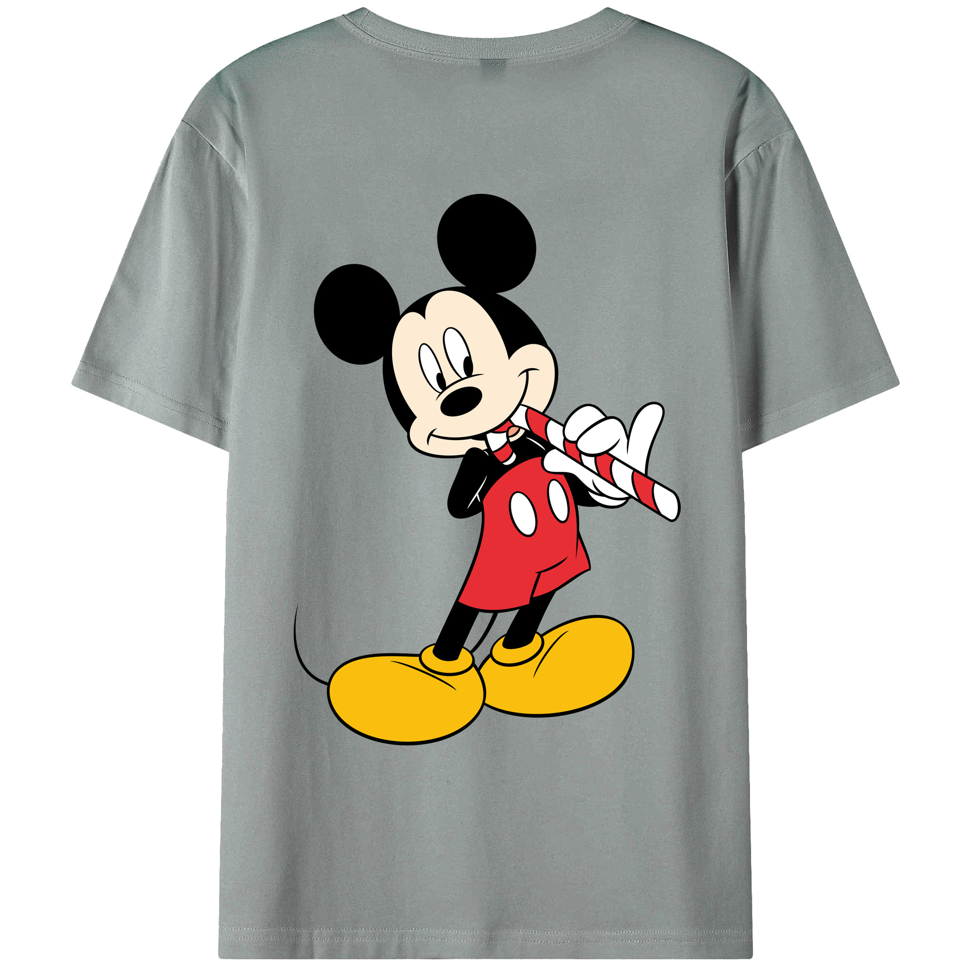 ミッキーマウス Mickey Mouse 綿100％ メンズ半袖Tシャツ（バックプリント） 通気性